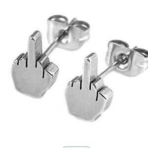 Middle Digit Stainless Steel Stud Earrings